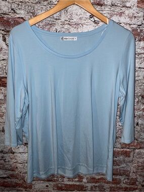 Light Blue Long Sleeve Scoop Neck Top